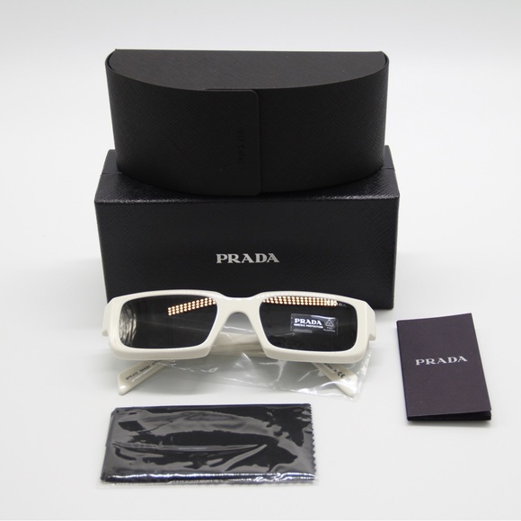 NEW PR27ZS WHITE PRADA SQUTE FRAME UNISEX SUNGLASSES PRADA PR27ZS 17K08Z PR 27ZS - Picture 11 of 11